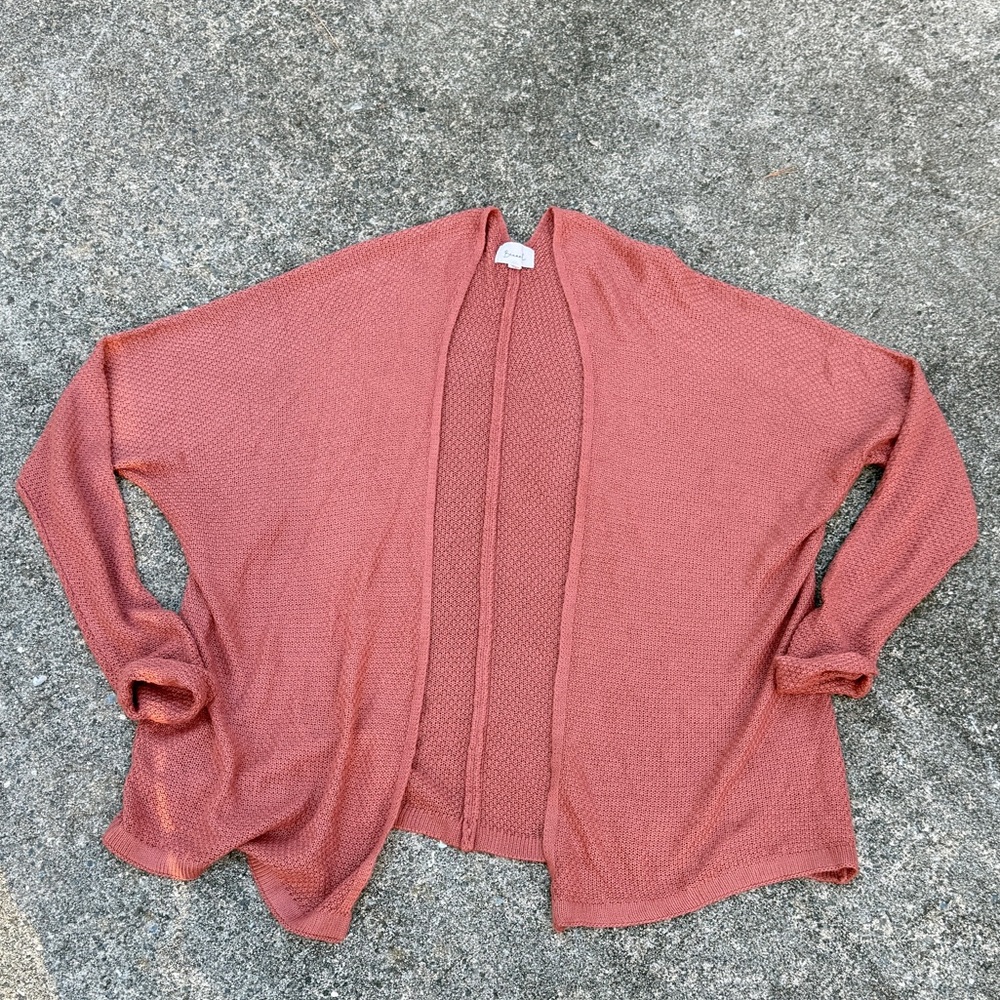 Beccel Coral Waffle Knit Open Front Cardigan - Size S/M